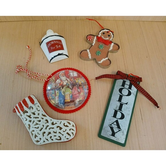 Christmas Ornament Bundle Set of 5 Holiday Tree Decorations - Picture 3 of 10